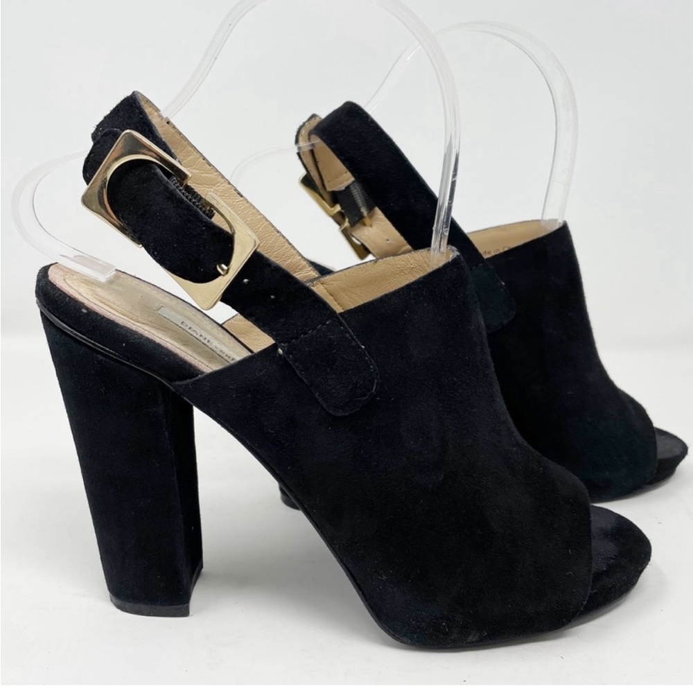 Diane von Furstenberg suede peep-toe slingback heels size 8